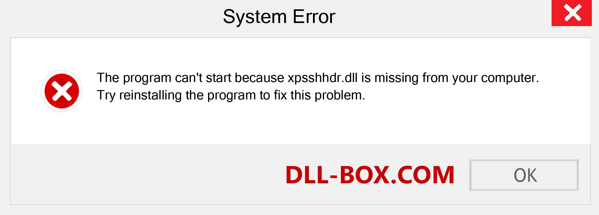  xpsshhdr.dll file is missing?. Download for Windows 7, 8, 10 - Fix  xpsshhdr dll Missing Error on Windows, photos, images